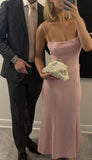 Simple Pink Spaghetti Straps Prom Dress Pink Evening Dress Y7409