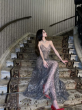 Sexy Spaghetti Straps V Neck Evening Dress Charming A-line Prom Dress Y1453