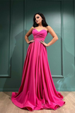 Fuchsia Sweetheart Long Evening Dress With Split Y6166