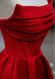 Stylish Flat Neck Satin Backless Pleated Floor Length A Line Evening Gown Prom Dress Y6815