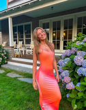 Unique Spaghetti Straps Ombre Sheath Prom Dress Evening Dress Y8441