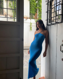 Sexy Halter Blue Prom Dress Formal Evening Gown Y8190