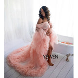Long Sleeves Ruffles Maternity Dress for Photo Shoot or Baby Shower Maternity Gown Shooting Dress Sunnderly