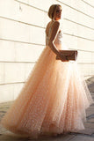 Sparkly Prom Dresses A-line Straps Beading Long Beautiful Prom Dress Evening Dress