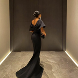 Women's Elegant Long Black Evening Dresses with Slit Off the Shoulder Mermaid Prom Dress Y4760