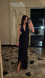 Classy Black Sleeveless Long Evening Dress Fashion Black Prom Gown Y4871