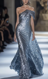 Glitter One Shoulder Sequins Mermaid Prom Dress Long Evening Dress Y8349