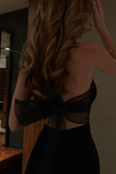 Sexy Black Strapless Slit Evening Dress Prom Dress Y7668