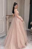 Pink Tulle Long Prom Dress Pink Evening Dress Y1825