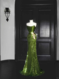 Unique Strapless Green Sequin Prom Dress Long Mermaid Evening Dress Y8659