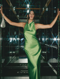 Sexy Halter Green Backless Prom Dress Long Evening Dress Y8230