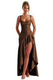 Satin Ruffles Prom Dresses for Teens Hi-Low Aline Cocktail Dresses for Women QA204