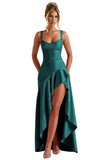 Satin Ruffles Prom Dresses for Teens Hi-Low Aline Cocktail Dresses for Women QA204