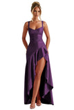 Satin Ruffles Prom Dresses for Teens Hi-Low Aline Cocktail Dresses for Women QA204