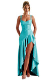 Satin Ruffles Prom Dresses for Teens Hi-Low Aline Cocktail Dresses for Women QA204