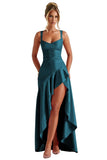 Satin Ruffles Prom Dresses for Teens Hi-Low Aline Cocktail Dresses for Women QA204