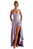 Satin Ruffles Prom Dresses for Teens Hi-Low Aline Cocktail Dresses for Women QA204