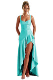 Satin Ruffles Prom Dresses for Teens Hi-Low Aline Cocktail Dresses for Women QA204