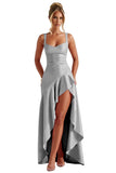 Satin Ruffles Prom Dresses for Teens Hi-Low Aline Cocktail Dresses for Women QA204