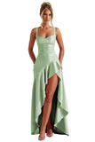 Satin Ruffles Prom Dresses for Teens Hi-Low Aline Cocktail Dresses for Women QA204