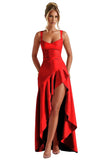 Satin Ruffles Prom Dresses for Teens Hi-Low Aline Cocktail Dresses for Women QA204