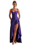 Satin Ruffles Prom Dresses for Teens Hi-Low Aline Cocktail Dresses for Women QA204