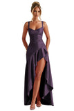 Satin Ruffles Prom Dresses for Teens Hi-Low Aline Cocktail Dresses for Women QA204