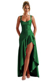 Satin Ruffles Prom Dresses for Teens Hi-Low Aline Cocktail Dresses for Women QA204
