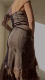 Vintage Off The Shoulder Chiffon Sequins Evening Dress Formal Prom Dress Y8300
