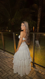 Sexy Two Piece White Evening Dress White Summer Vacation Dress Y6995