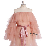 Sexy Pink Long Maternity Photography Props Dresses Tulle Perspective Pregnancy Mesh Maxi Gown For Pregnant Women Photo Shooting