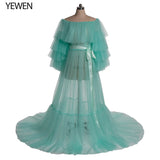 Sexy Pink Long Maternity Photography Props Dresses Tulle Perspective Pregnancy Mesh Maxi Gown For Pregnant Women Photo Shooting
