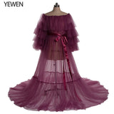 Sexy Pink Long Maternity Photography Props Dresses Tulle Perspective Pregnancy Mesh Maxi Gown For Pregnant Women Photo Shooting