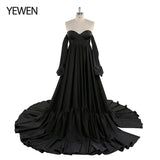 Soft Satin Long Shoulderless Pregnancy Woman Baby Shower Maternity Dresses Photoshoot Gown SY220701