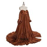 Soft Satin Long Shoulderless Pregnancy Woman Baby Shower Maternity Dresses Photoshoot Gown SY220701