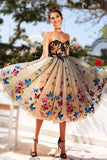 Sweetheart Short Prom Dress With Butterfly Lace Knee Length Homecoming Dress,