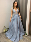Elegant A-line V Neck Evening Dress Fashion Prom Gown Y6456