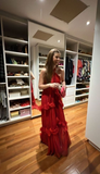 Elegant Red Long Evening Dress Red Party Gown Y6138