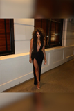 Sexy Deep V Neck Black Evening Dress Black Evening Gown Y4446