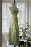 Gorgeous Green Mermaid Sweetheart  Chiffon Beaded Layered Prom Dress Long Evening Dress Y8558