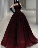 Strapless A-line Tulle Prom Dress Chic Evening Dress Y2030