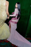 Gorgeous Pink Chiffon Sequins Big Bow Split Evening Dress Long Prom Dress Y8474