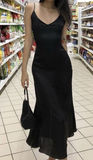 Sexy Straps Black Chiffon Prom Evening Dress Y7839
