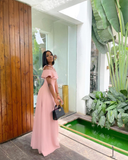 Elegant Pink A-line Long Prom Dress Pink Evening Dress Y4874