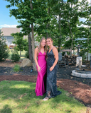 Elegant Hot Pink Mermaid Prom Dress Charming Evening Gown Y6341