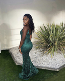 Stunning Green Sleeveless Evening Dress Glam Dress Y5907