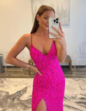 Elegant Pink Mermaid Prom Dress Pink Evening Dress Y7386
