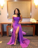 Elegant Purple Sweetheart Satin Evening Dress Purple Dinner Dress Y6694