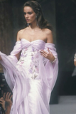 Glam Strapless Sweetheart Lilac Satin Chiffon Evening Dress Long Prom Dress Y8284