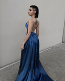 Sexy Blue Backless Prom Dress Blue Evening Dress Y4567
